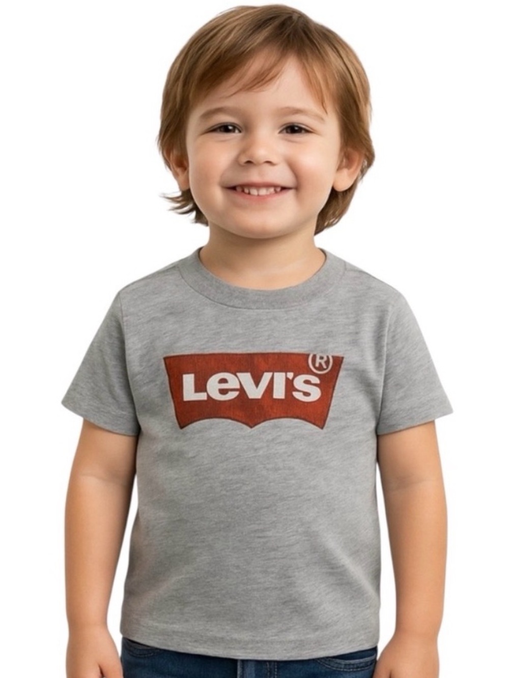 Levi’s Boys Gray Red Logo Graphic T-Shirt Short Sleeve Size 4 XS